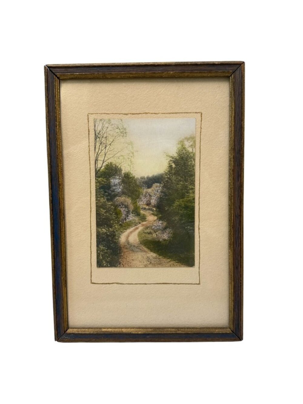 Vintage Print Wood Framed Country Road Landscape Gallery Wall Decor 9.75"h